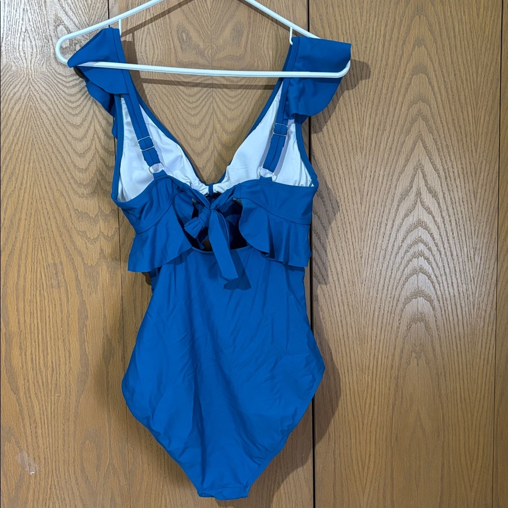 Eomenie  women’s small peacock blue Ruffled Swimsuit one piece - Picture 4 of 6